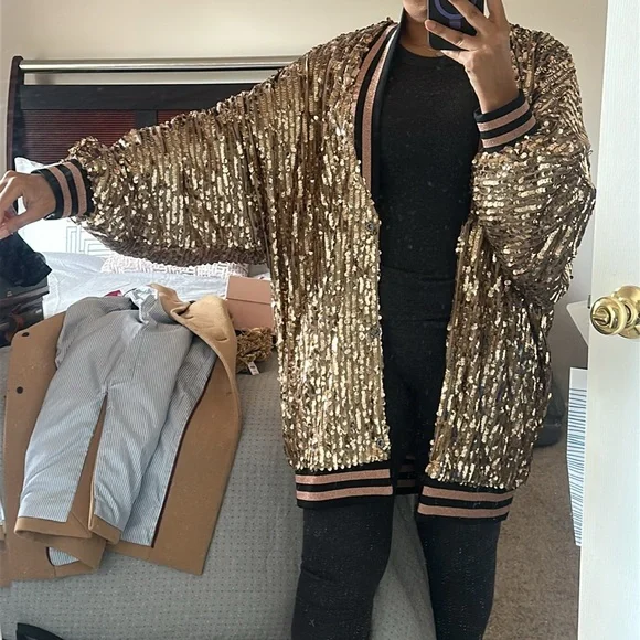 Free People Gold Sequin Jacket (NWOT) - Picture 3 of 5